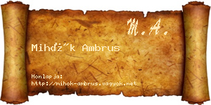 Mihók Ambrus névjegykártya